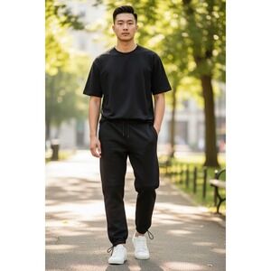 Richie Le Collection Men's XL Black Knit Lounge Sweatpants Cotton Blend‎ Joggers